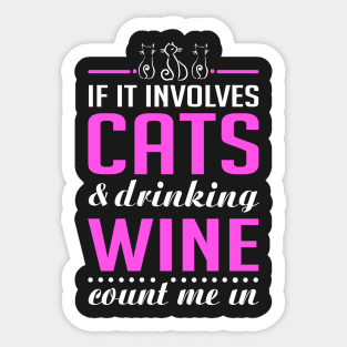 Cats and Drinking Wine Funny Sticker